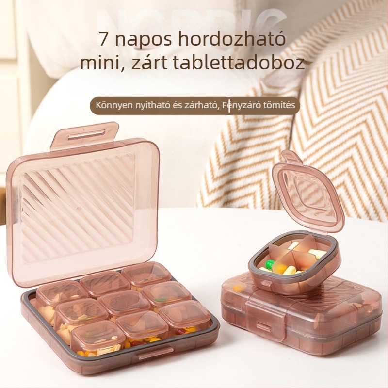 Telford 7 napos tabletta szervező, nagy kapacitású, heti hét rekesz, reggel, délelőtt és este emlékeztető, zárt gyógyszeres doboz