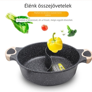 Maifan kővel készült vastag tapadásmentes Yin‑Yang fazék otthonra, indukciós és gáztűzhelyhez