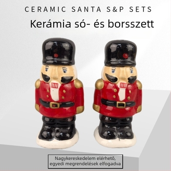 Karácsonyi kerámia só- és borsszóró hóember motívummal, nyugati stílusú porózus konyhai fűszertartó