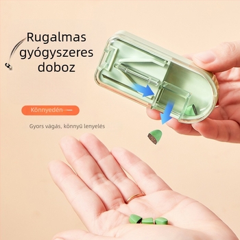 Hordozható gyógyszeres doboz rekeszekkel, utazási doboz leválasztható mini dobozzal és adagolóval