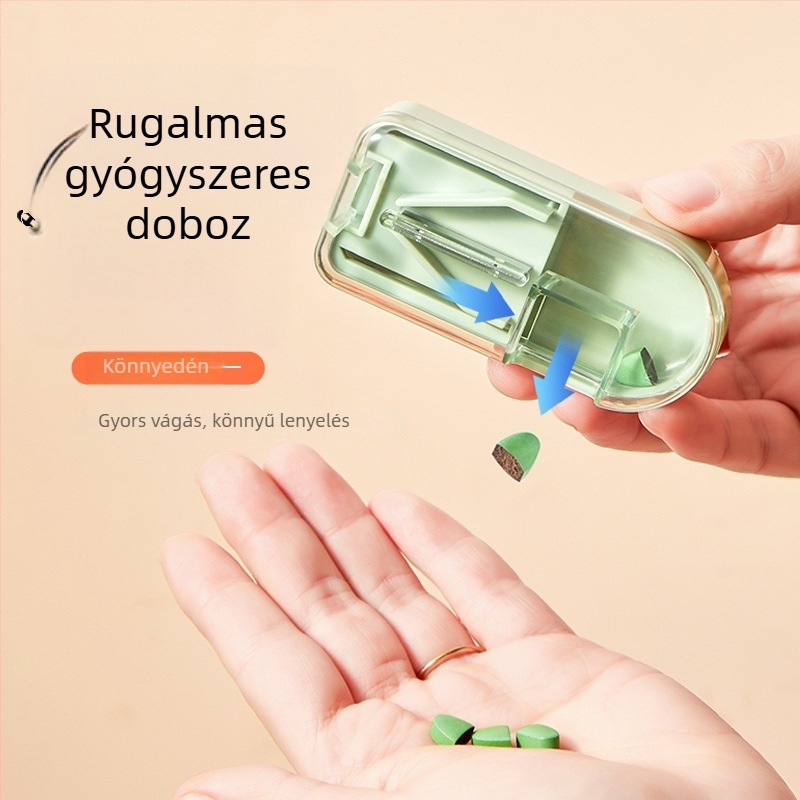 Hordozható gyógyszeres doboz rekeszekkel, utazási doboz leválasztható mini dobozzal és adagolóval