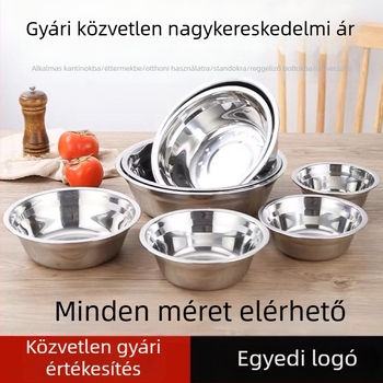 304 rozsdamentes acél konyhai tál, vastag falú, kis méretű óvodásoknak, sokoldalú leves- és rizstál