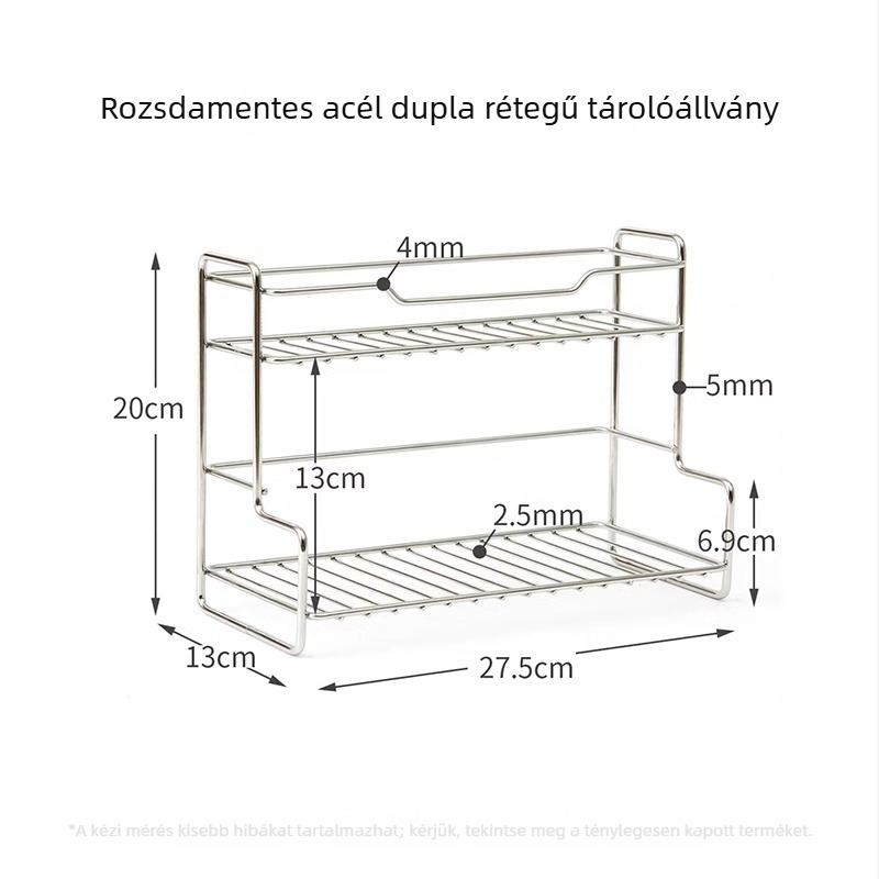 Új modell: 201 rozsdamentes acél kettős rétegű tároló, fűszertartó és fürdőszobai szervező