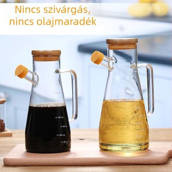 Konyhai üveges olaj- és ecetkészlet, magas boroszilikat üveg, szójaszósz- és szezámolaj-üveg