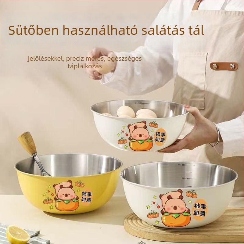 Élelmiszer-minőségű rozsdamentes acél konyhai tál, többfunkciós saláta- és dagasztótál, otthoni konyhai tál zöldségek mosására és tojás felverésére