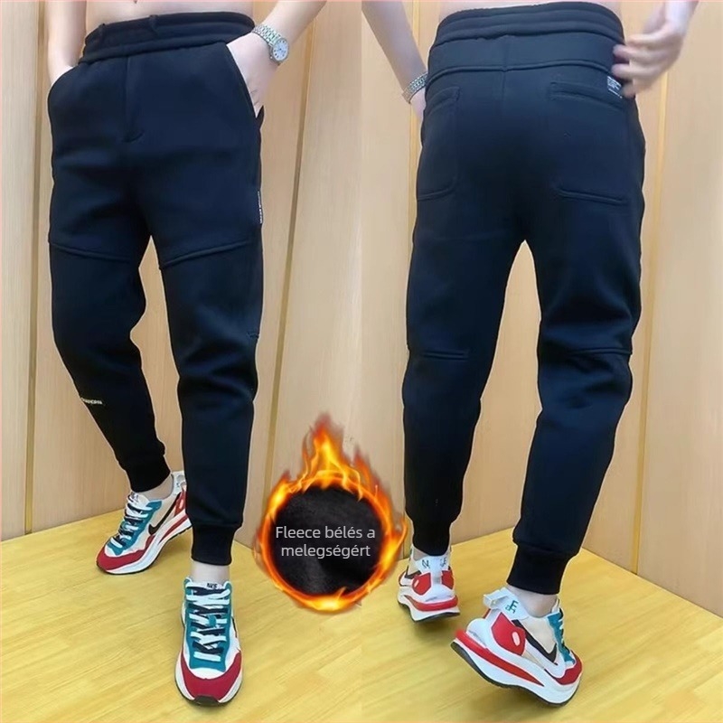 Férfi slim-fit joggingnadrág fleece béléssel, téli sportnadrág