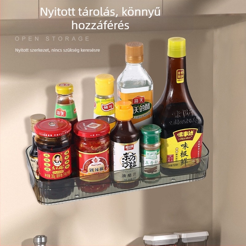 Fali konyhai fűszertároló – fúrás nélkül, többfunkciós üvegtartó