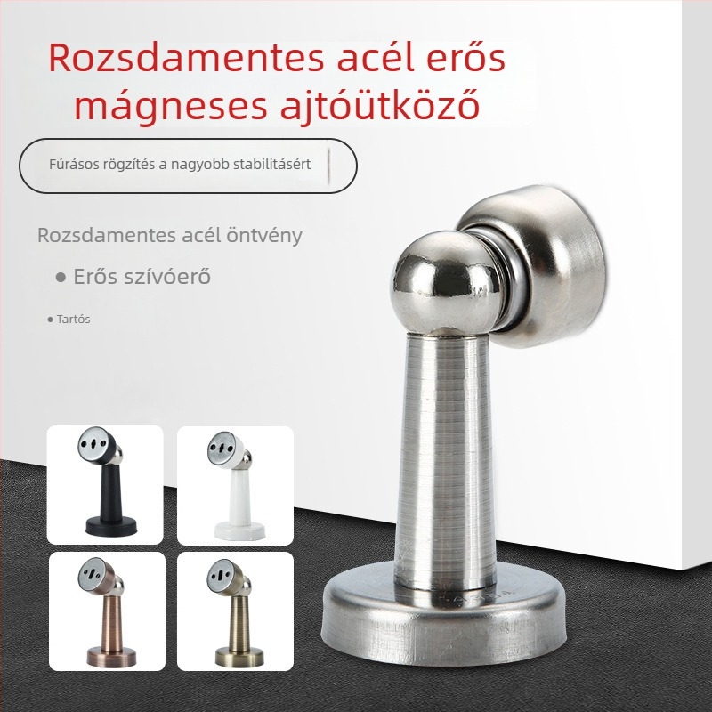 Rozsdamentes acél mágneses ajtóstop, halk ütközésmentes buffer és vastagított kivitel