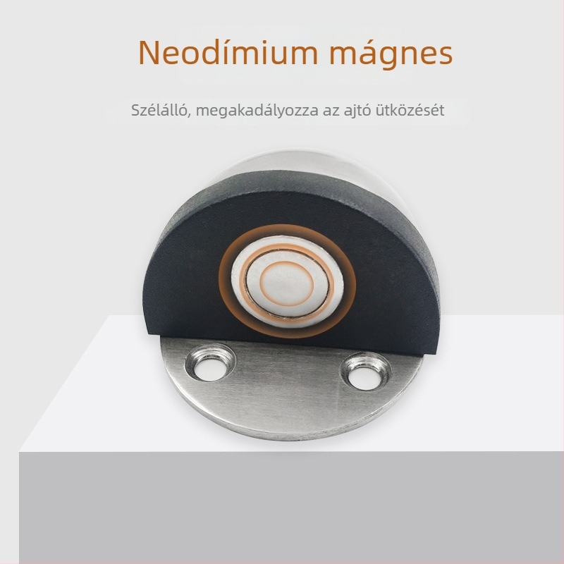 Üvegajtó mágneses ajtóstopper, fúrás nélküli, csendes, gumírozott párnázóval, fürdőszoba és hálószoba használatra