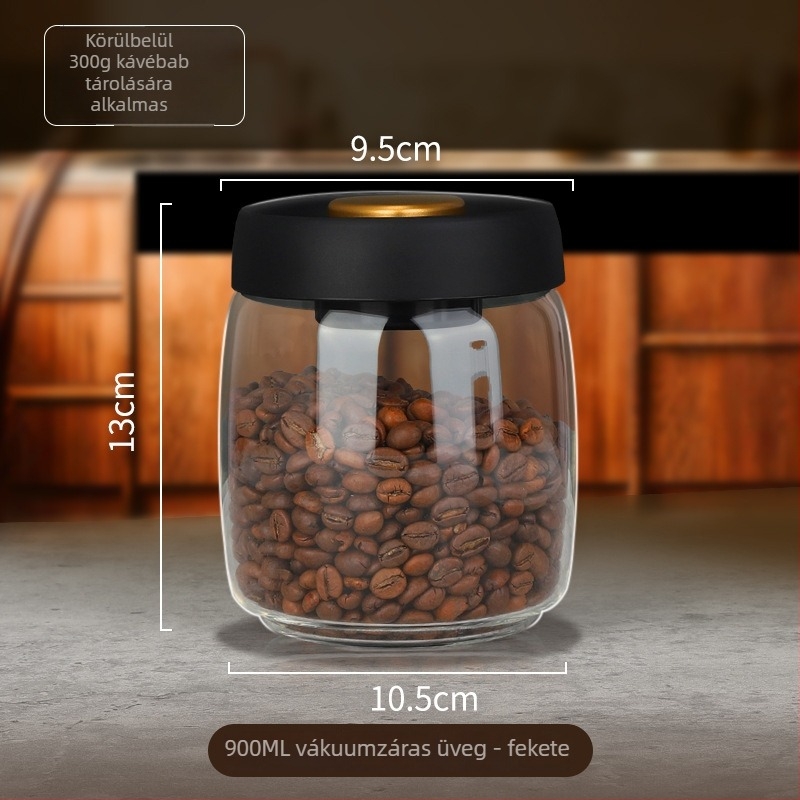900 ml-es üveg vákuumtároló kávébabokhoz, kávéőrleményhez és tealevelekhez
