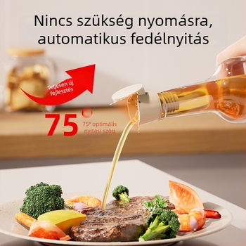 Automatikus, dönthető kupakkal ellátott kiöntőcső, csöpögésmentes — szilikon kiöntőcső szójaszószhoz, ecethez, olívaolajhoz és borhoz