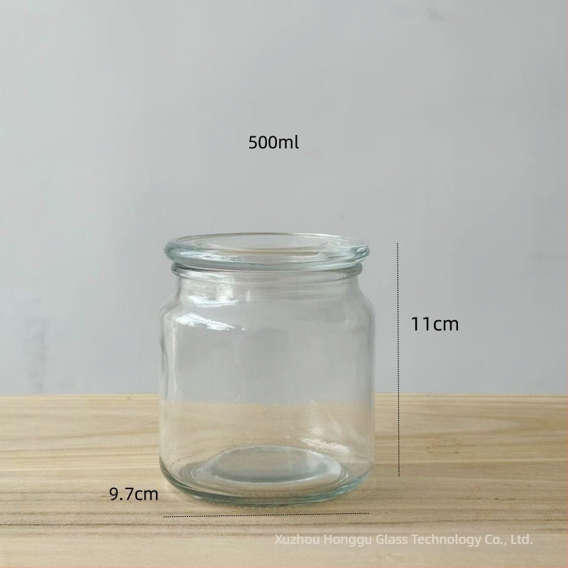 Üveg zárt tartály sík tetejű fedővel, 500 ml tea, kávé és szárított gyümölcsök tárolására