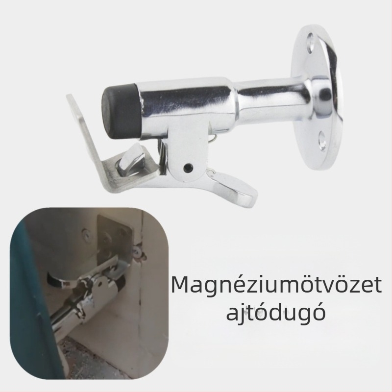 Hajóhoz készült ajtó stopper magnéziumötvözetből, szélálló, falra szerelhető szívóval és horoggal, 7 cm