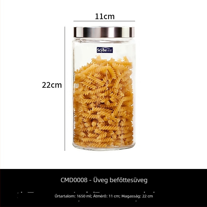 Xibi átlátszó üveges tárolóedény élelmiszerekhez, zárható teás tárolóüveg, kreatív üveg tároló, 1250 ml