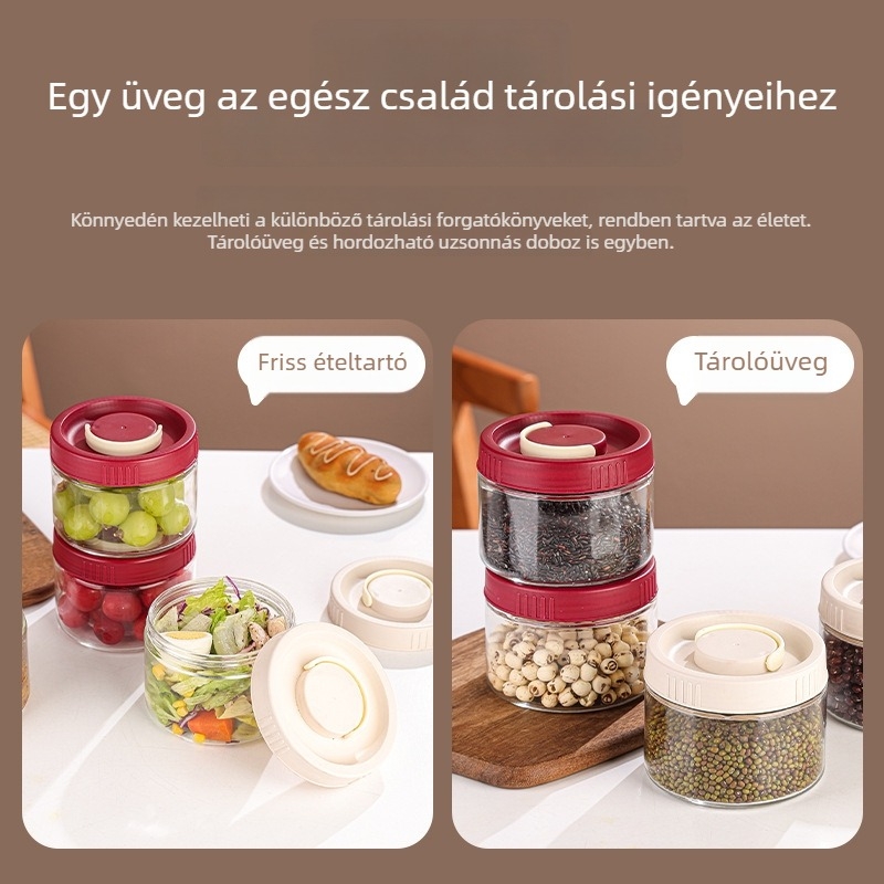 Üveg lezárható, átlátszó tároló diófélék és nassolnivalókhoz, 501–800 ml, kerek konyhai tartó, többfunkciós