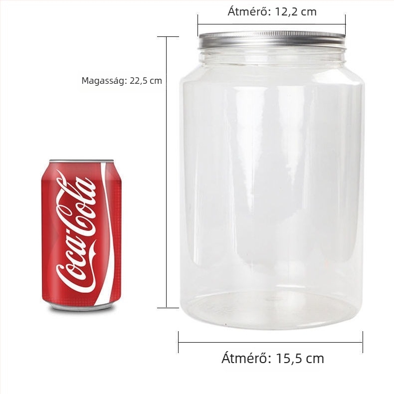 PET műanyagból készült teás tartály, hermetikusan záródó, átlátszó doboz száraz narancshéj és tea levelekhez, kb. 250 ml kapacitással, fedéllel