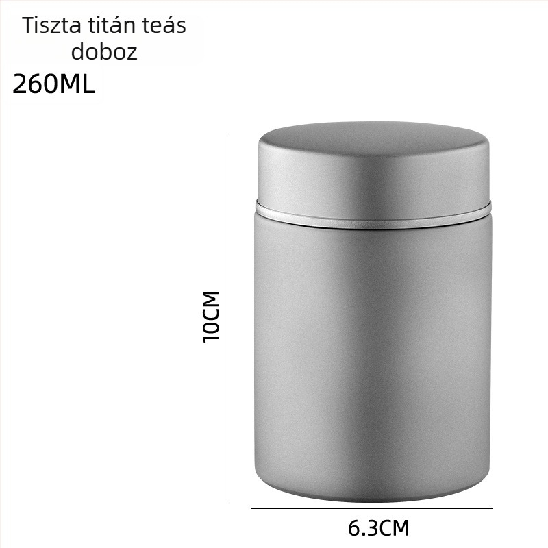 Tiszta titán tealevél-tároló, kültéri használatra, hordozható, kompakt, hermetikus utazási teás doboz