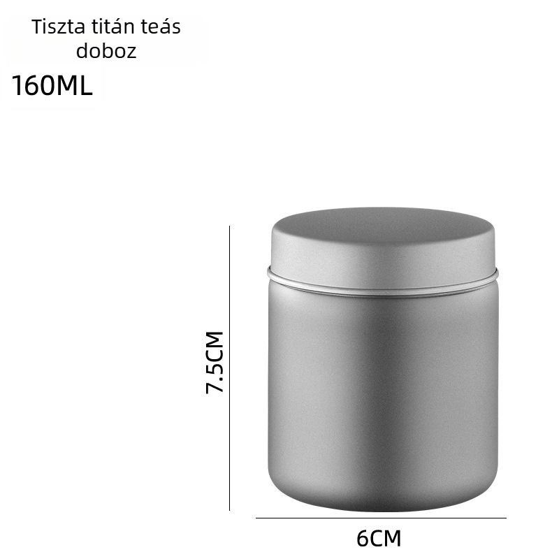 Tiszta titán tealevél-tároló, kültéri használatra, hordozható, kompakt, hermetikus utazási teás doboz