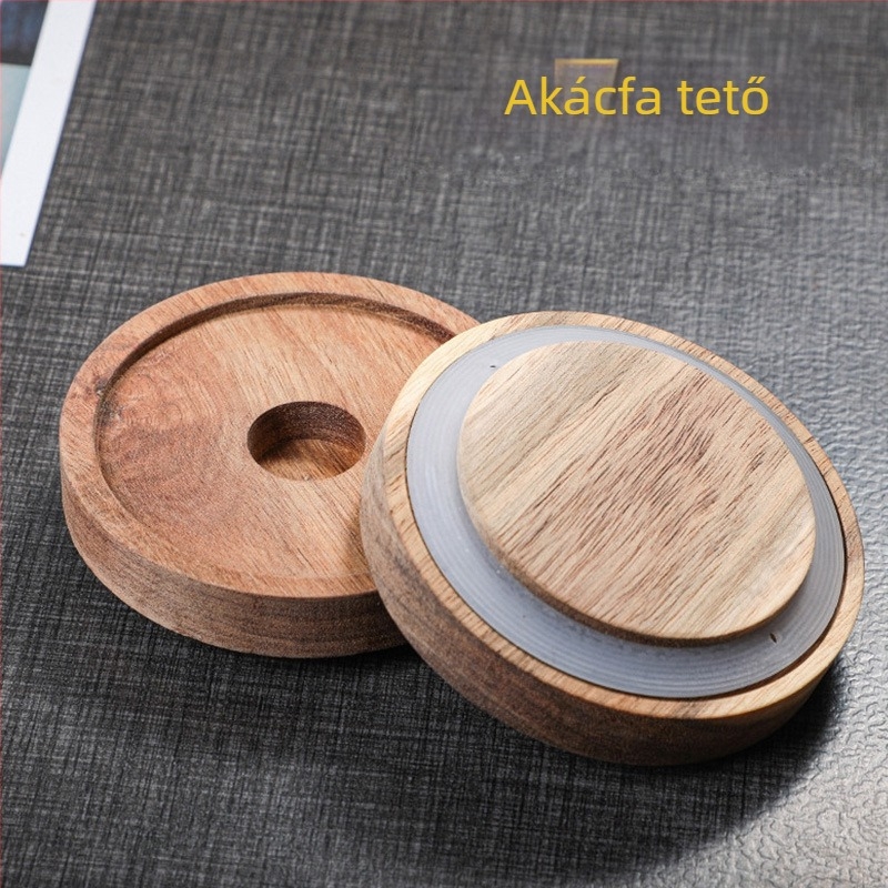 Akácfa fedelű üveg tárolóedény – átlátszó konyhai tartó kávébabokhoz és tealevelekhez