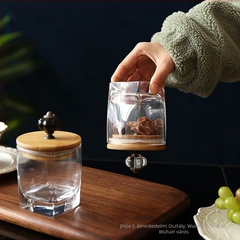 Minimalista üveg zárható fedővel – snackek, diófélék, cukor és tea tárolására