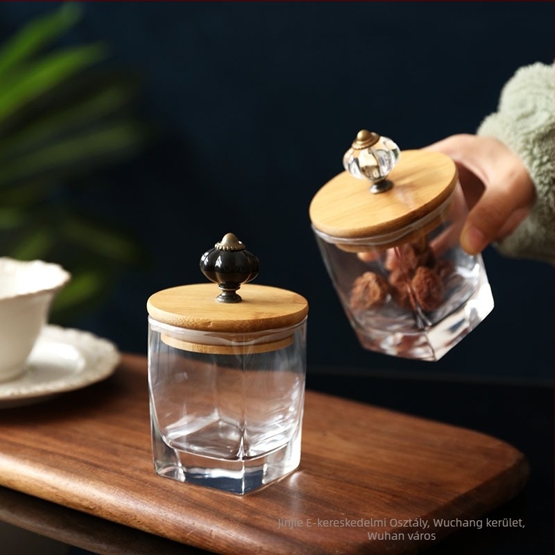 Minimalista üveg zárható fedővel – snackek, diófélék, cukor és tea tárolására