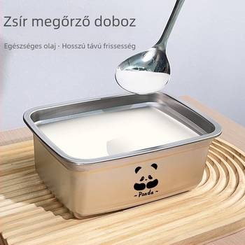 Fedéllel ellátott rozsdamentes acél tartály, 304, négyszögletes, 1,5 literes kapacitás, zsír és chili olaj számára