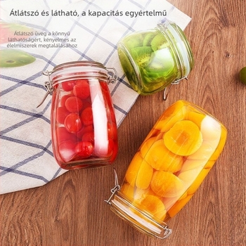 Zárható üveges tárolóedény otthoni élelmiszer-tároláshoz