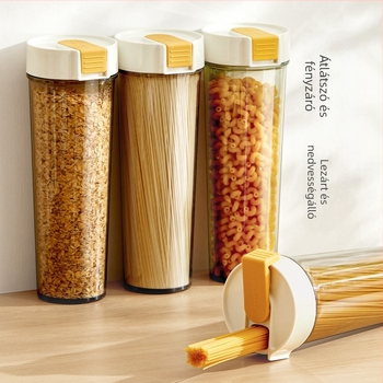 Tészta tároló doboz, zárható pasta tároló, 800–1000 ml, száraz élelmiszerek, tea és gabonafélék számára