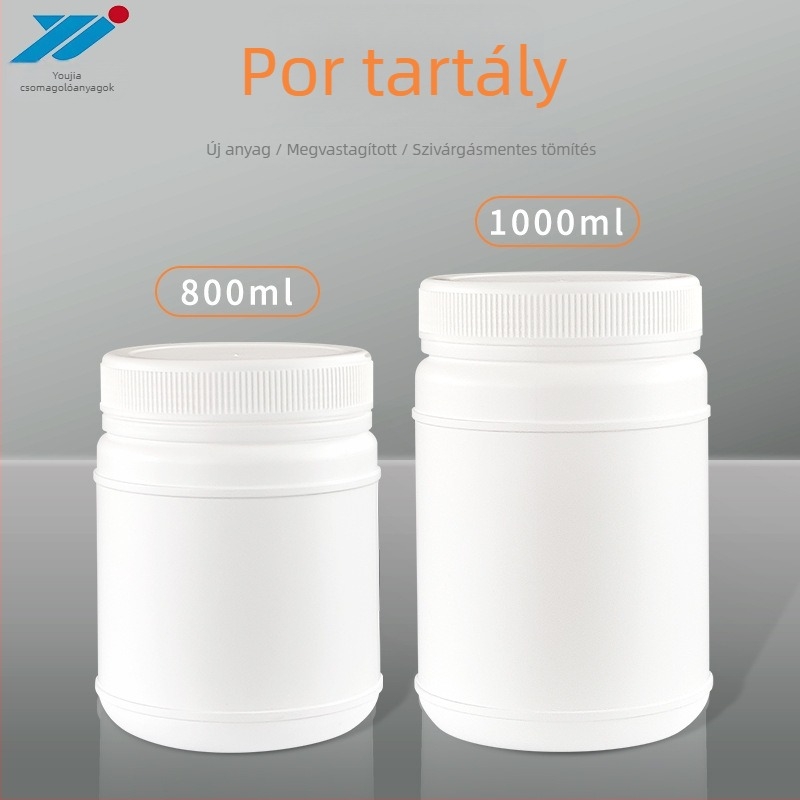 PP műanyag tartály széles szájú kivitelben élelmiszer- és vegyi csomagoláshoz, 800 ml / 1 L / 2 L, fedéllel, modell ZF-1LB