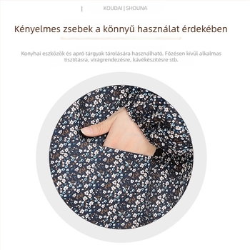 Pamut ujjú kötény, vízálló és foltálló, virágos mintázat, koreai stílus, egy méret