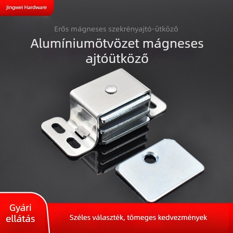 Alumíniumötvözet mágneses ajtófogadó, fehér, nagy méret, falra szerelhető szekrényajtókhoz