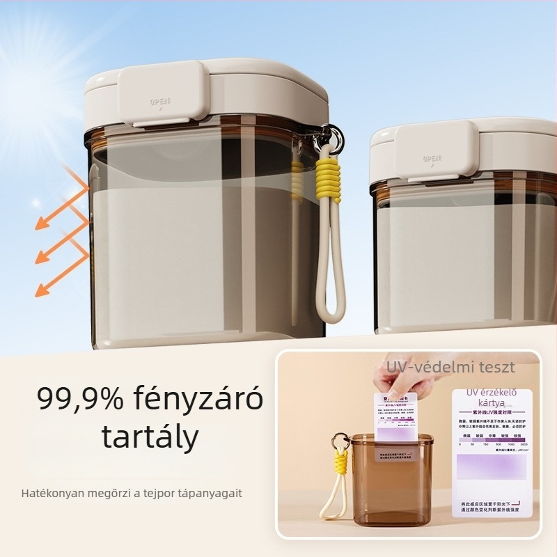Nedvességálló, visszazárható tejpor-tartó kanállal — négyzet alakú tároló doboz bébi tápszer számára (501–800 ml)