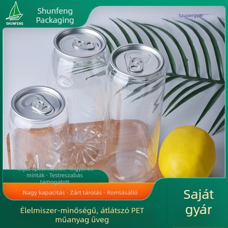 PET műanyag italosüveg kupakkal zárható, tejes tea, kávé, gyümölcslé és hideg italok számára, átlátszó