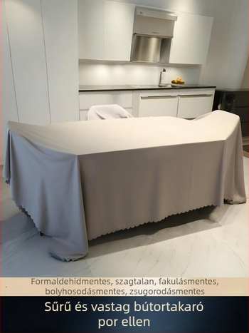 Porvédő huzat ágyhoz, kanapéhoz és bútorokhoz, vastag, szürke anyagból