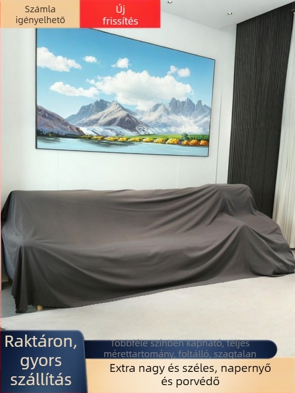 Porvédő huzat ágyhoz, kanapéhoz és bútorokhoz, vastag, szürke anyagból