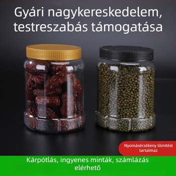 Élelmiszer-minőségű PET átlátszó műanyag edények, kekszhez, virágteához és diófélékhez, zárható élelmiszertartók, Újévi csomagolás, 900 ml kapacitás