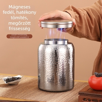 Tiszta titánból készült kalapált teásdoboz, 1800 ml kapacitás, mágneses zár, nedvességálló, luxus Pu'er tea tároló narancshéjjal