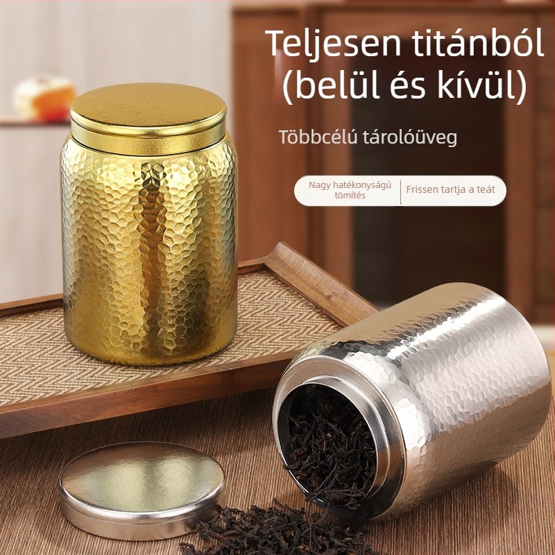 Tiszta titánból készült kalapált teásdoboz, 1800 ml kapacitás, mágneses zár, nedvességálló, luxus Pu'er tea tároló narancshéjjal