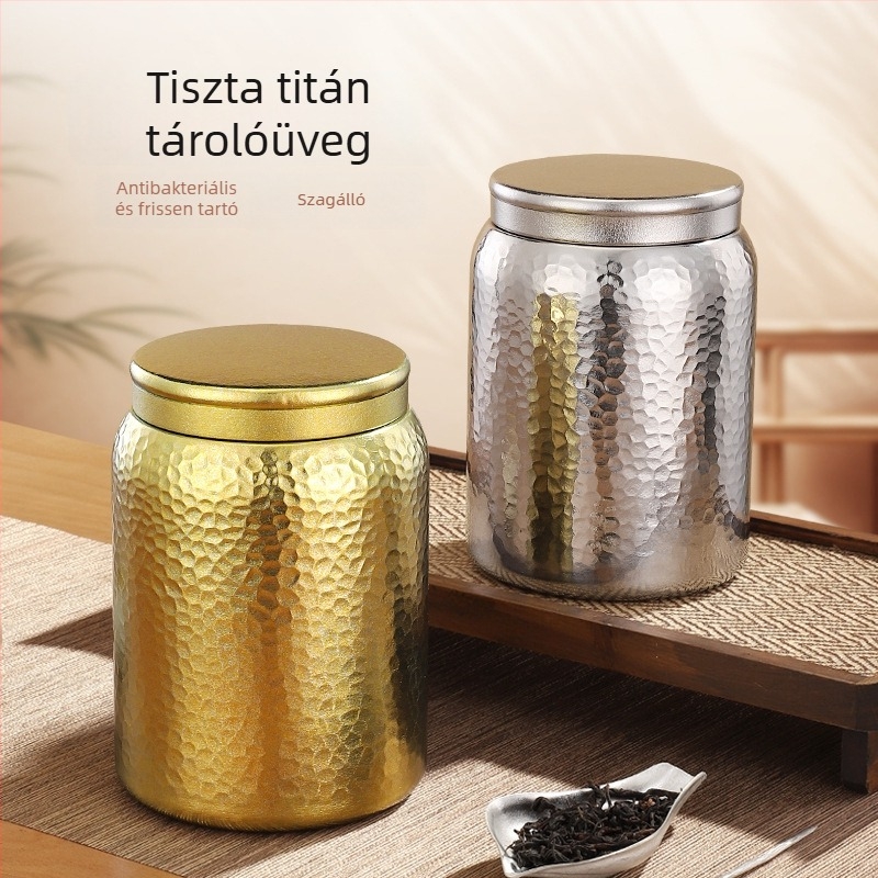 Tiszta titánból készült kalapált teásdoboz, 1800 ml kapacitás, mágneses zár, nedvességálló, luxus Pu'er tea tároló narancshéjjal