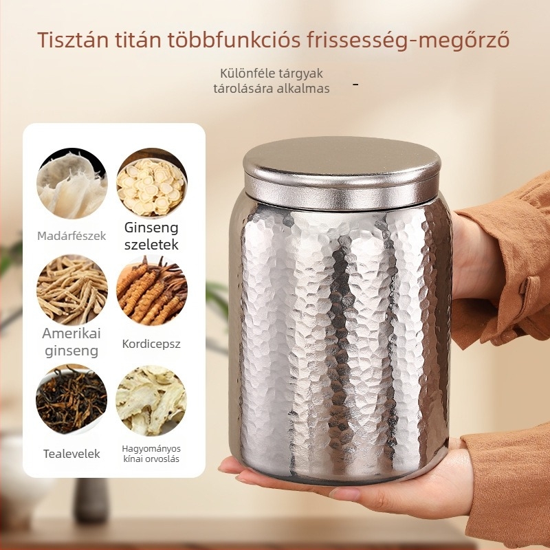 Tiszta titánból készült kalapált teásdoboz, 1800 ml kapacitás, mágneses zár, nedvességálló, luxus Pu'er tea tároló narancshéjjal