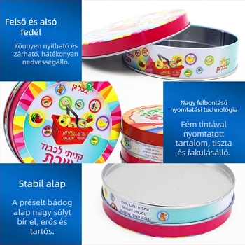 Kerek alakú fémdoboz tároló zárható fedéllel, kávébabokhoz, teához és élelmiszerekhez