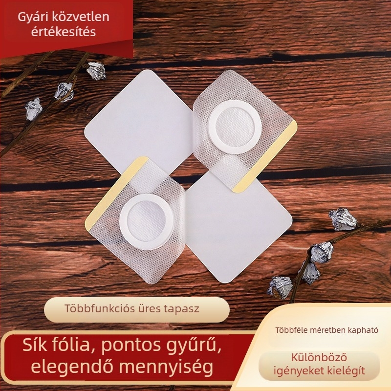 Köldök patch nem szövött textilből akupunktúrás pontokhoz, üres hátlappal, méretek 5×5 cm, 6×6 cm, 7×7 cm