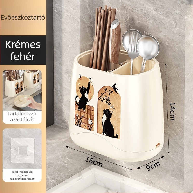 Pálcikák és evőeszköztartó kés-tartóval – minimalist konyhai tároló a pultra