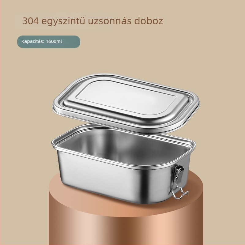 304 rozsdamentes acél ebédes doboz zárt rekeszekkel, dupla rétegű, hordozható otthonra, egyetemre és irodába