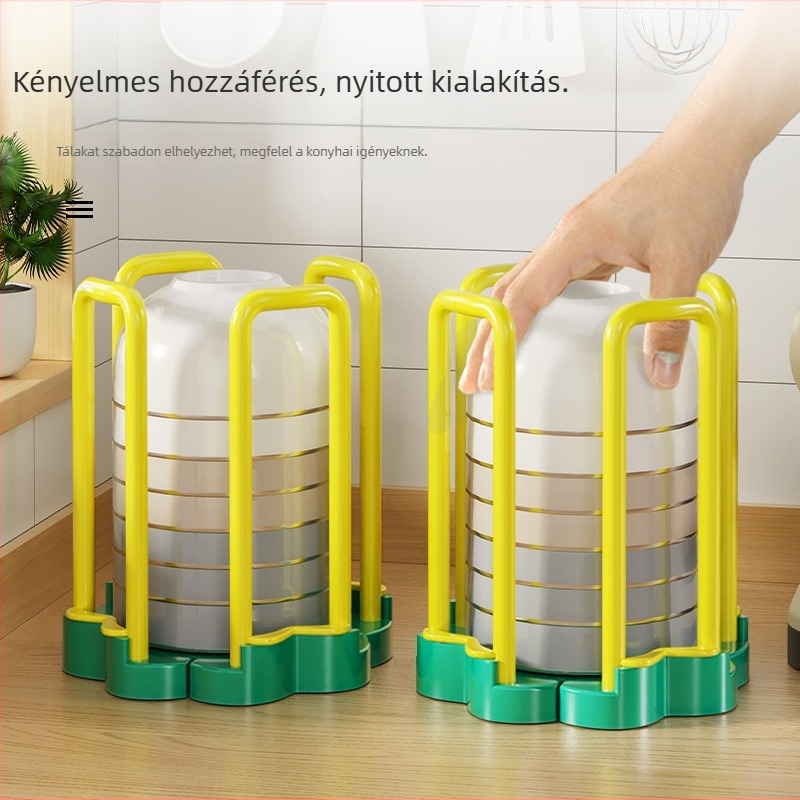 Konyhai összecsukható leeresztő állvány mosogatótálakhoz, forgó, multifunkcionális edény rendező