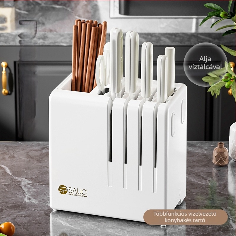 Japán SP Sauce konyhai kés-tartó és asztali tárolóállvány, többfunkciós chopsticks-tartó, integrált tárolódoboz (új modell)