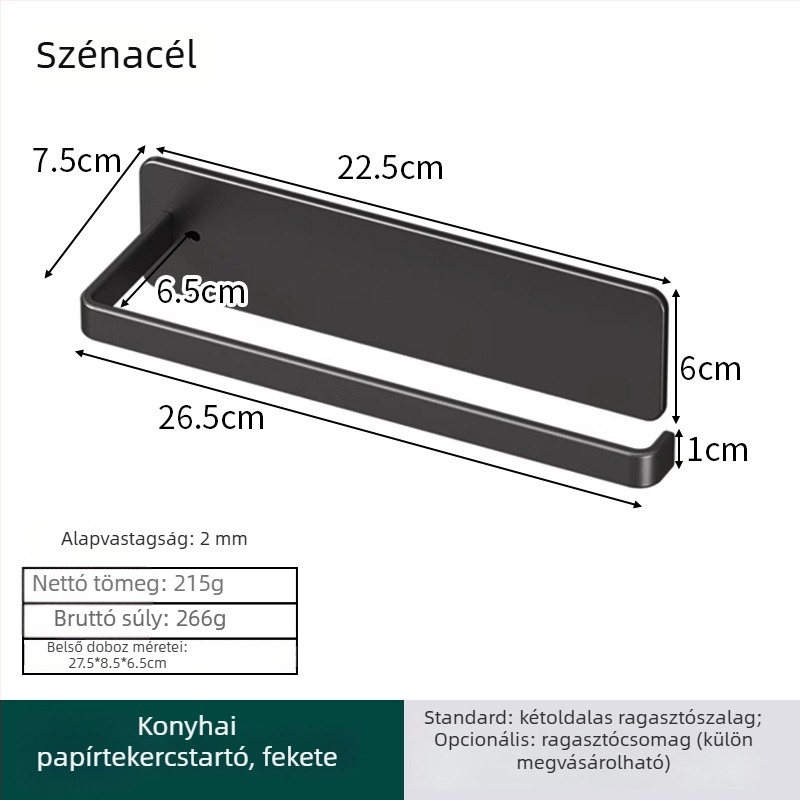Konyhai falra szerelhető fóliatartó, lyukasztás nélkül használható fólia tekercs és multifunkcionális törölközőtartó