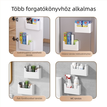 Falihoz rögzíthető konyhai fóliatároló, amely a szekrény ajtajára és a hűtő oldalára szerelhető