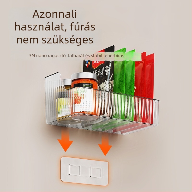Fúrás nélküli szekrényajtóra akasztható tárolókosár fokhagyma és gyömbér számára – könnyen tisztítható