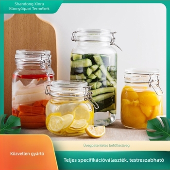 Rozsdamentes acél csatos üveg záróval – méz, lekvár, citrom, yuzu, passiógyümölcs tea és savanyúság tárolására